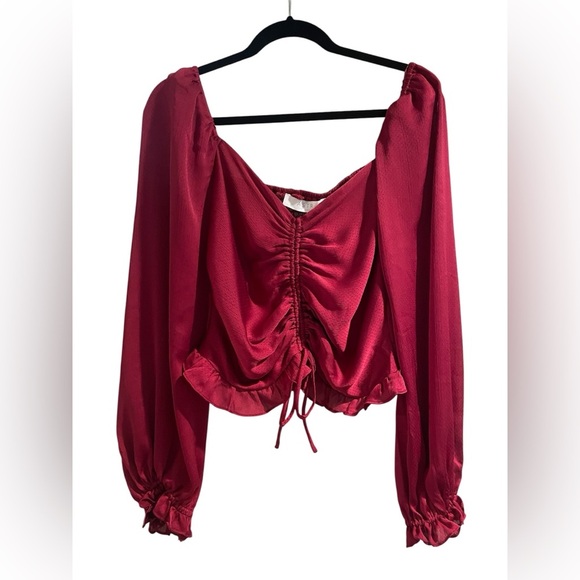 Astr Tops - ASTR the Label Deep Pink / Red Long Sleeve Blouse Size Large NWT